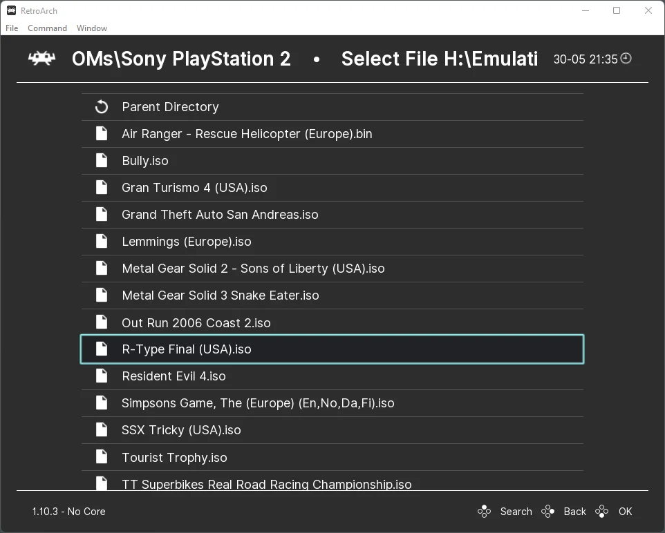 RetroArch PCSX2 Load Game