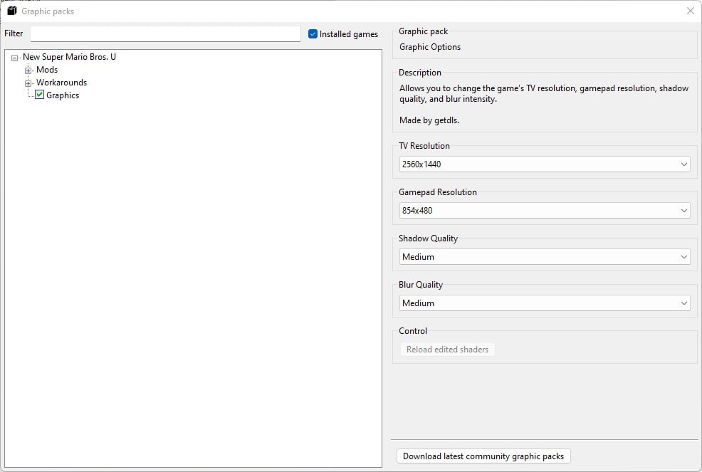 CEMU Game Graphics Settings