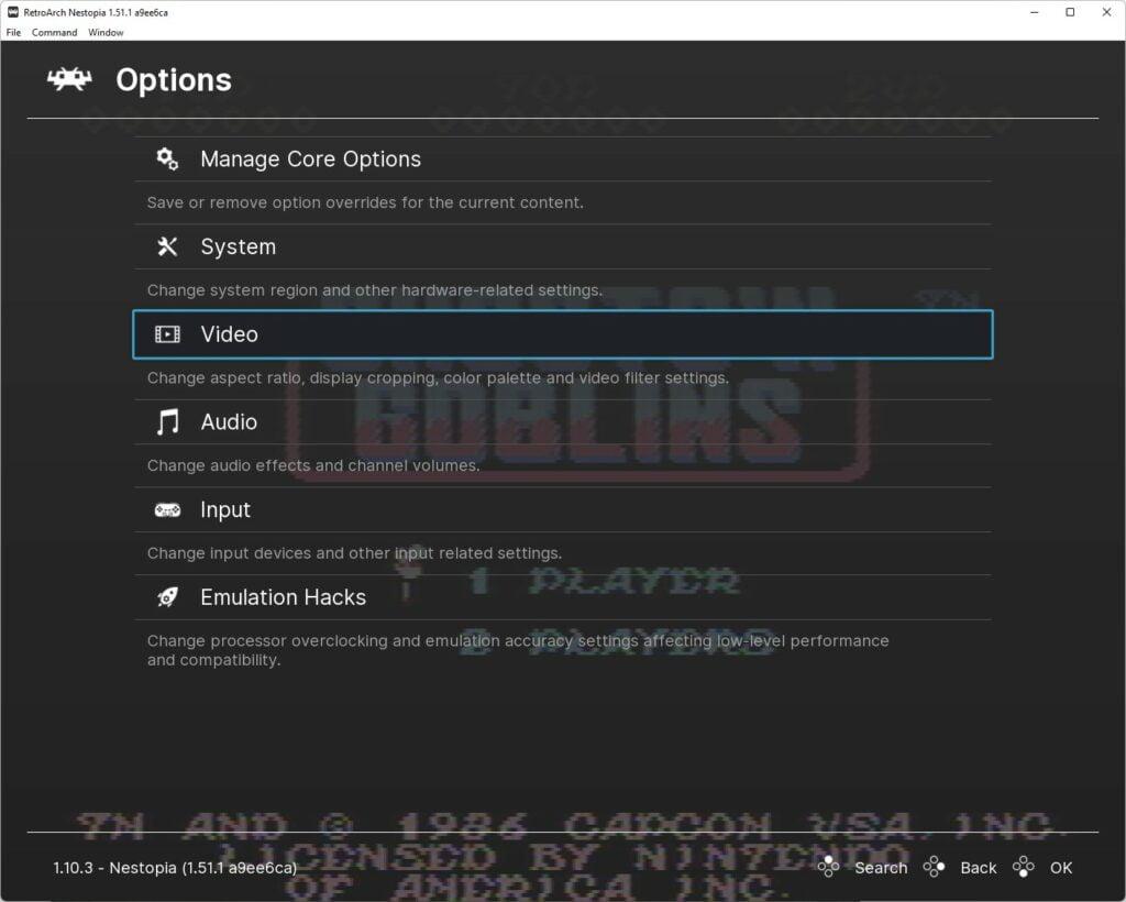 retroarch with nestopia ue core