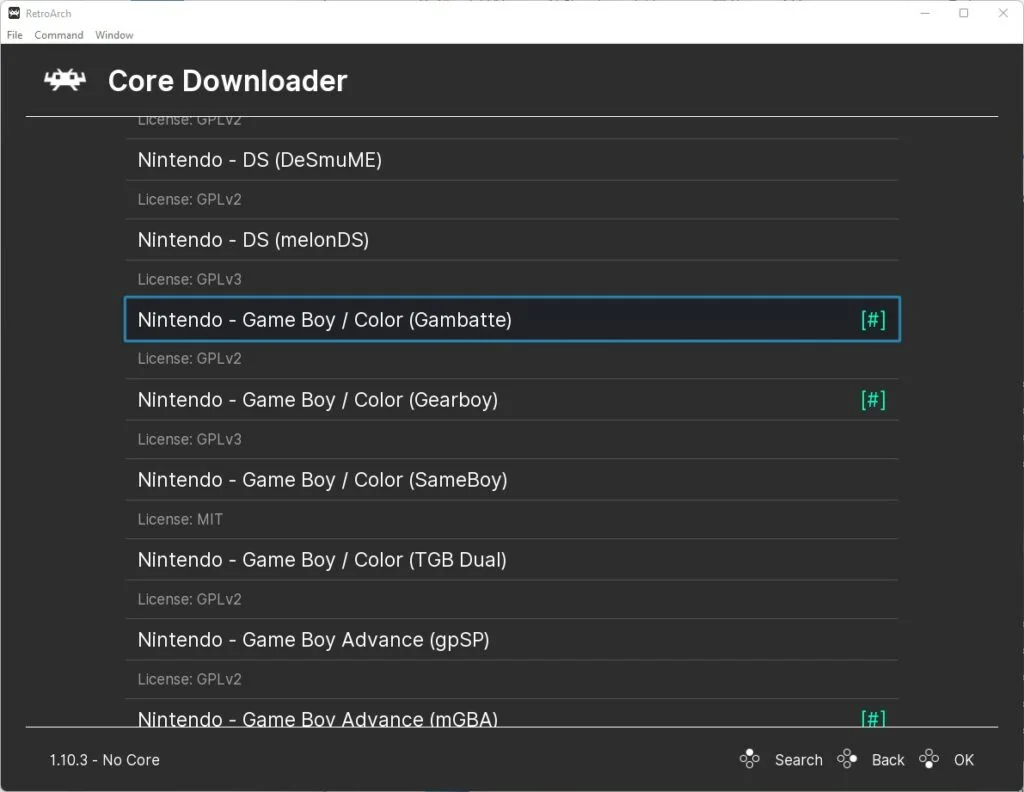 RetroArch Game Boy Set Up Download Gambatte Core