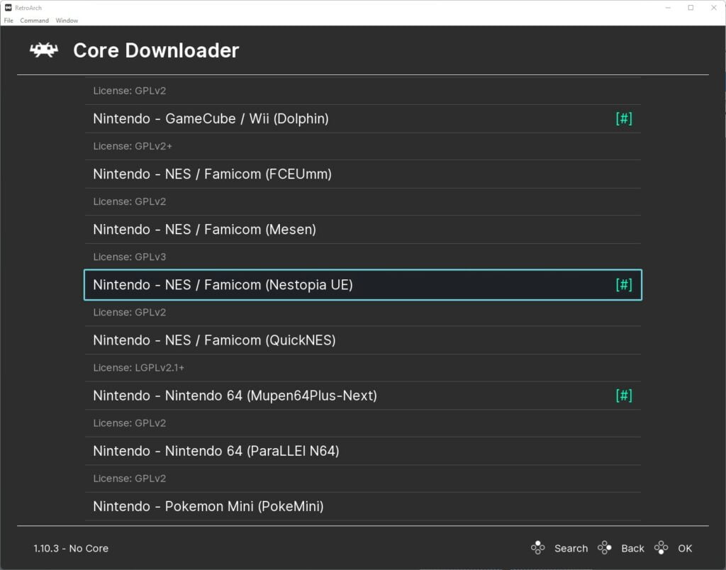 nestopia core retroarch nintendo