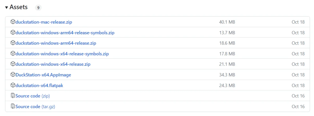 Download DuckStation from GitHub
